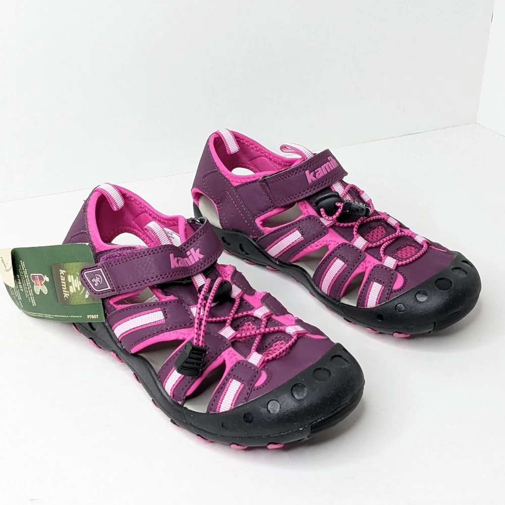 Kamik Crab Sport Sandals, Black/Pink, Big Kids 4